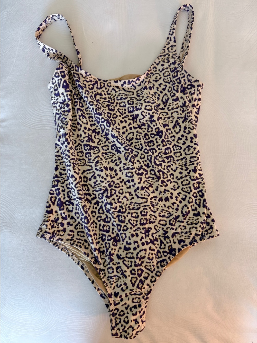 Women’s Leopard Print One-Piece Swimsuit - Cream/Purple